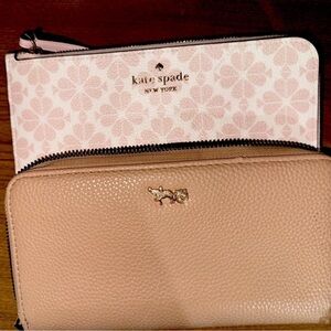 Kate Spade Pink Floral and Beige Clutch Set